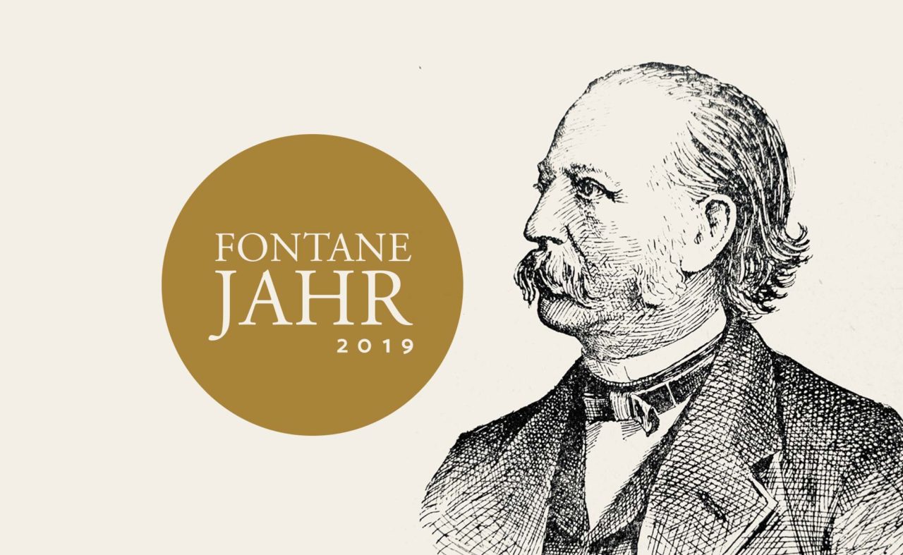 Ein Plakat mit Theodor Fontane für das Fontanejahr 2019